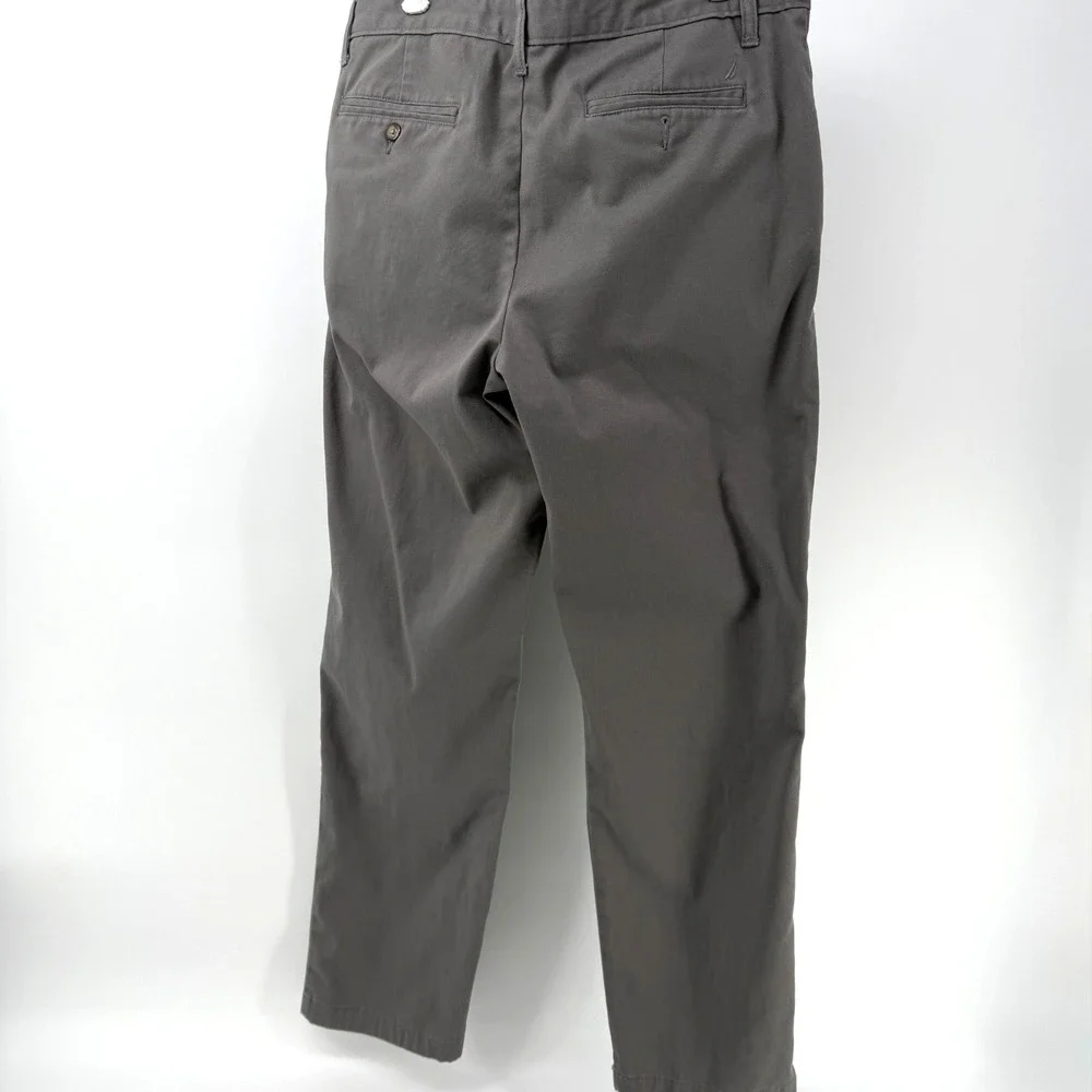 Nautica Men's Flex Classic Fit Pants Wrinkle‎ Resistant Chino 33x32 Olive